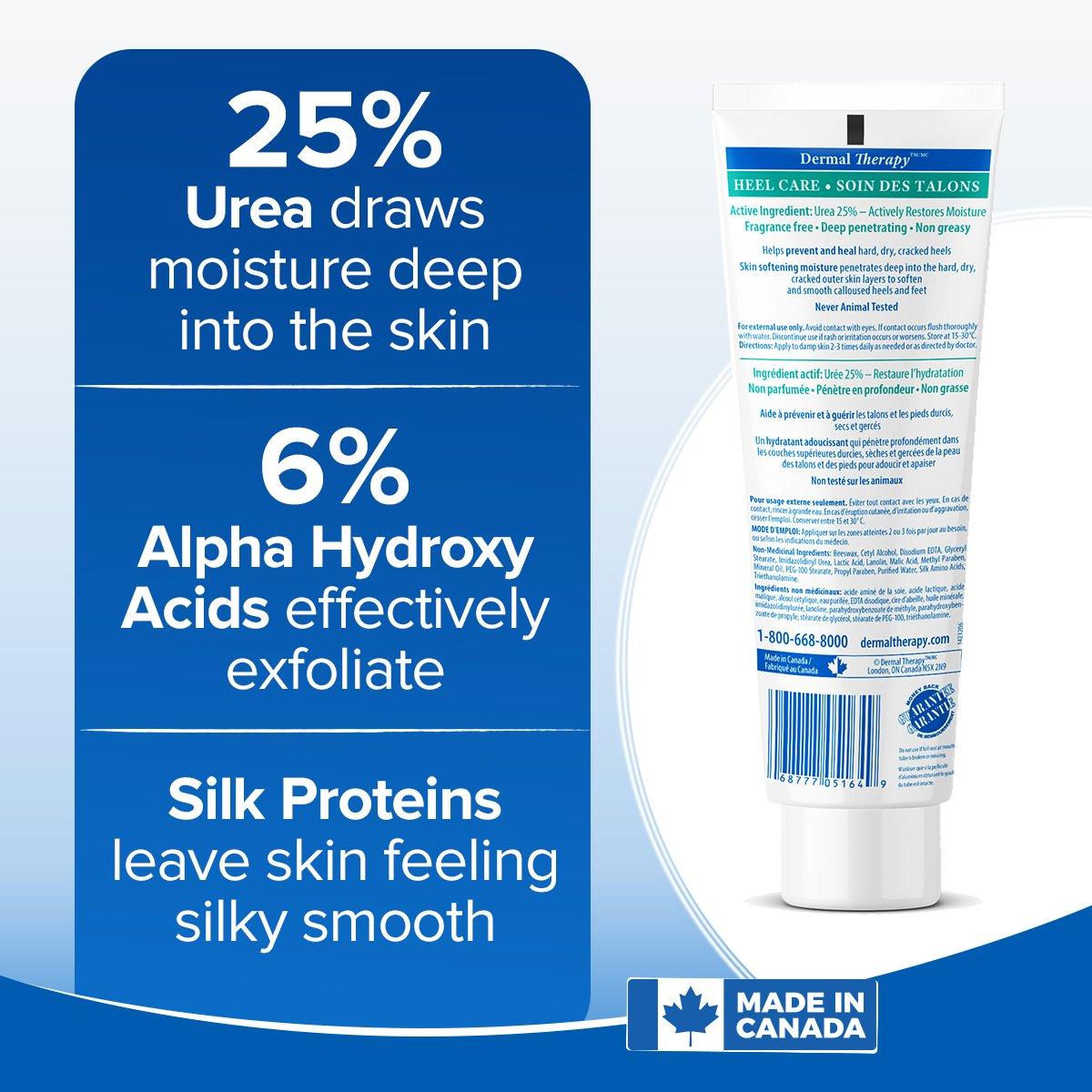 Heel Care Cream - Dermal Therapy™ 25% Urea, 6% Alpha Hydroxy Acids, AHA, dehydrated skin, dermaltherapy, diabetes, diabetic dry skin, diabetic neuropathy, dry cracks, dry heels, dry skin, fragrance-free, heel, Moisturizer, non-greasy, Silk amino acids, urea Cream 25% Urea, 6% Alpha Hydroxy Acids, AHA, dehydrated skin, dermaltherapy, diabetes, diabetic dry skin, diabetic neuropathy, dry cracks, dry heels, dry skin, fragrance-free, heel, Moisturizer, non-greasy, Silk amino acids, urea