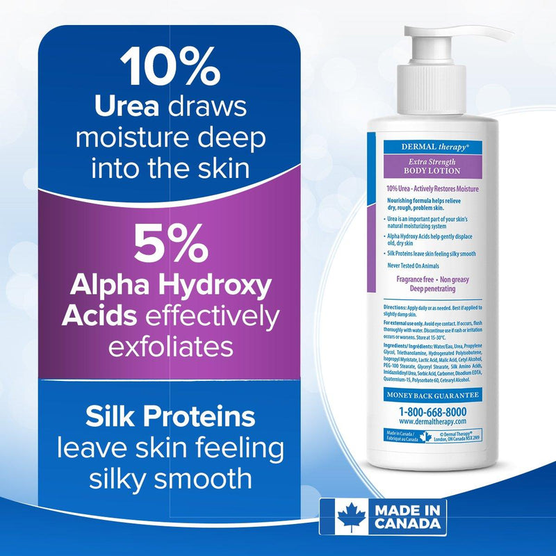 Extra Strength Body Lotion - Dermal Therapy™ 10% Urea, 5% Alpha Hydroxy Acids, AHA, body, Body Lotion, dermaltherapy, Dry skin, eczema, eczema cream, fragrance-free, Lotions, Moisturizer, non-greasy, Silk amino acids, Urea, very dry skin Lotion 10% Urea, 5% Alpha Hydroxy Acids, AHA, body, Body Lotion, dermaltherapy, Dry skin, eczema, eczema cream, fragrance-free, Lotions, Moisturizer, non-greasy, Silk amino acids, Urea, very dry skin